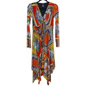 Jean Paul Gaultier Fuzzi Soleil Mesh Dress M New York Paris Milano Scarf Print